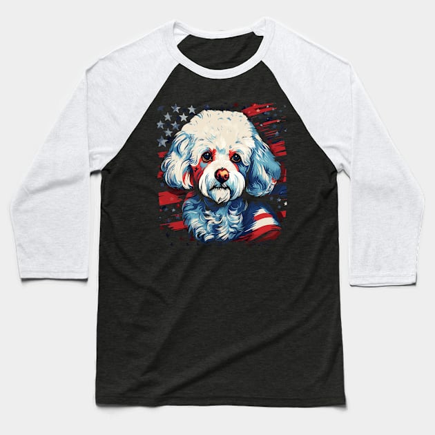 Patriotic Bichon Frise Baseball T-Shirt by JH Mart